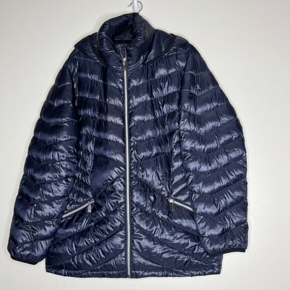 Calvin Klein Chevron Packable Premium Down Puffer Coat Women's Plus Size 2X - Picture 1 of 11